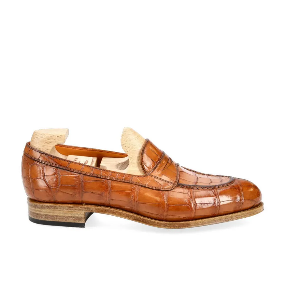 Alligator Shoes|Penny Loafers|Carmina ALIGATORE PENNY LOAFERS 1875 MADISON TANNED