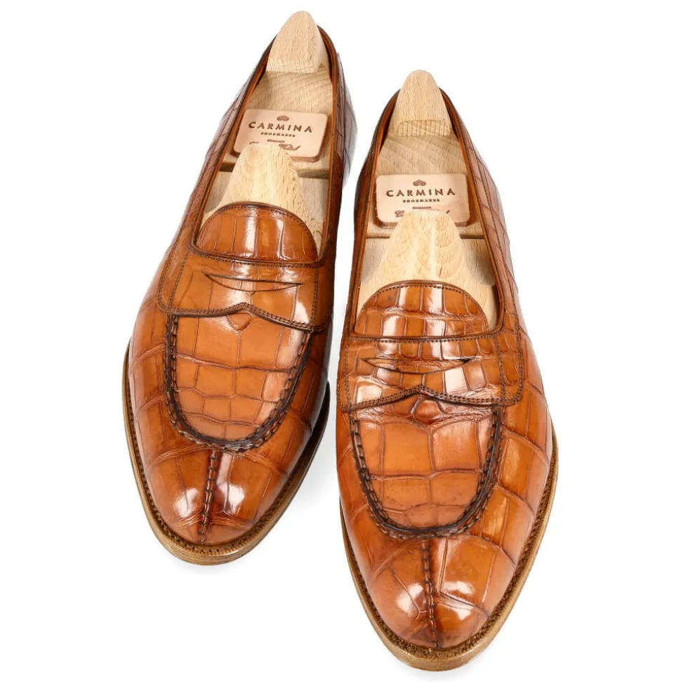 Alligator Shoes|Penny Loafers|Carmina ALIGATORE PENNY LOAFERS 1875 MADISON TANNED