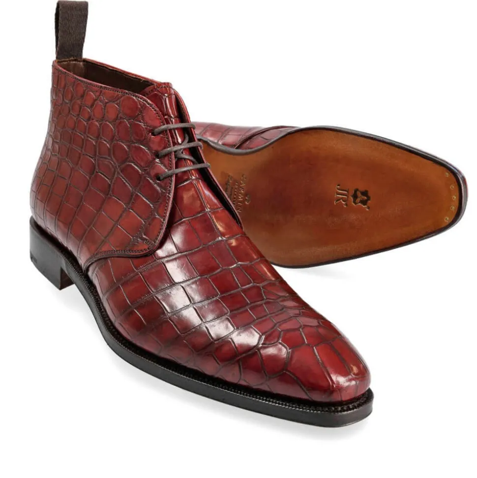 Alligator Shoes|Chukka & Desert Boots|Carmina ALLIGATOR CHUKKA BOOTS 10027 RAIN BURGUNDY