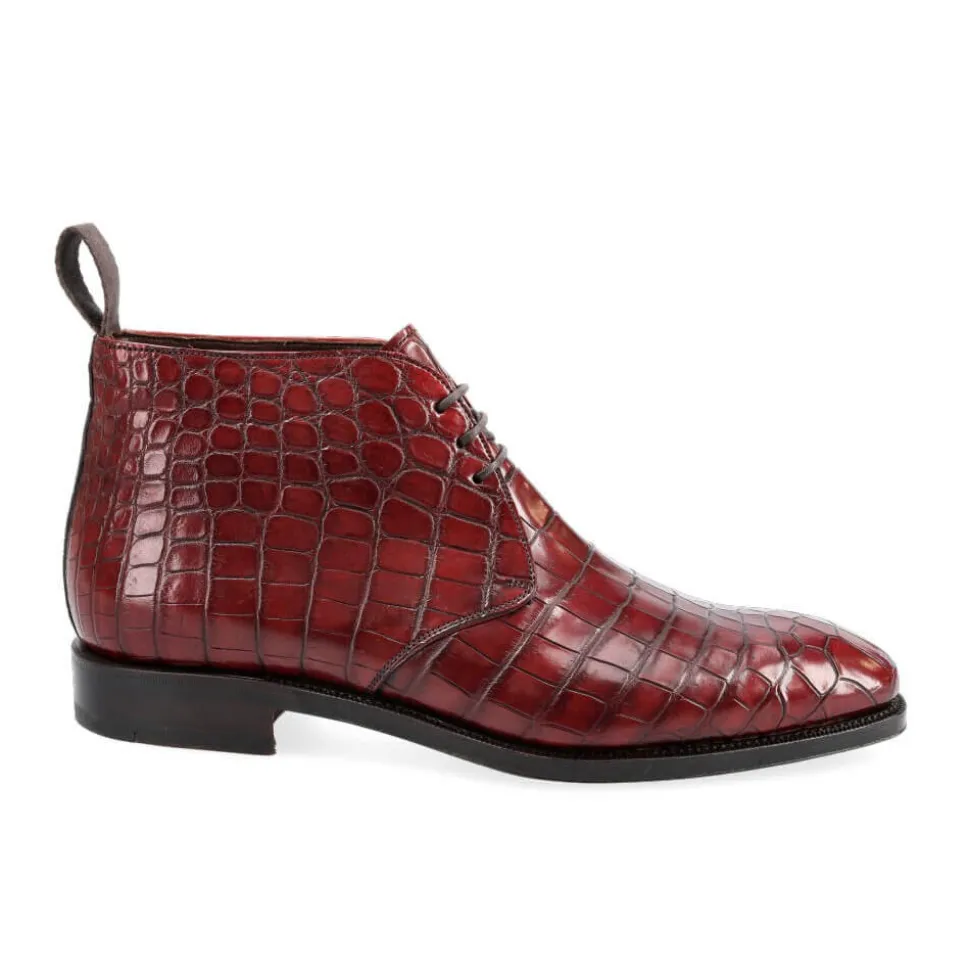 Alligator Shoes|Chukka & Desert Boots|Carmina ALLIGATOR CHUKKA BOOTS 10027 RAIN BURGUNDY