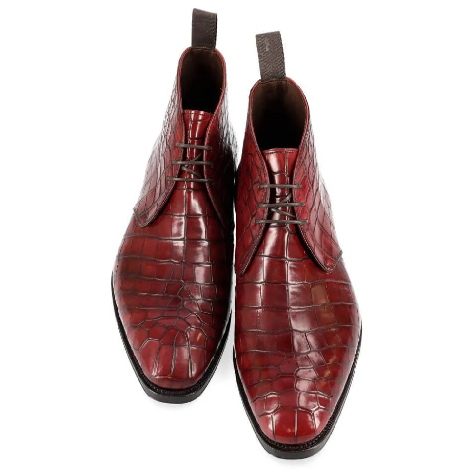 Alligator Shoes|Chukka & Desert Boots|Carmina ALLIGATOR CHUKKA BOOTS 10027 RAIN BURGUNDY