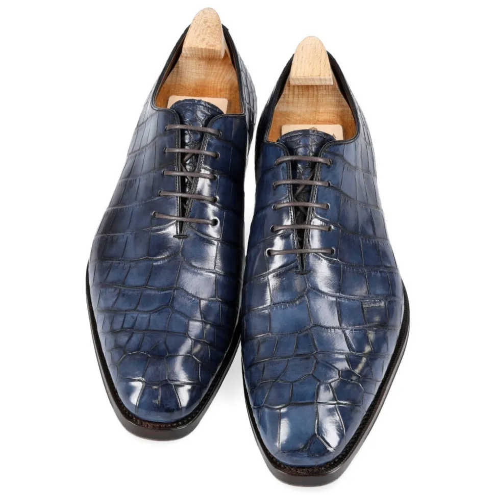 Alligator Shoes|Wholecut Oxford|Carmina ALLIGATOR SHOES 910 RAIN NAVY