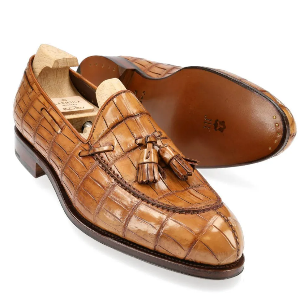 Alligator Shoes|Tassel Loafers|Carmina ALLIGATOR TASSEL LOAFERS 734 FOREST TANNED