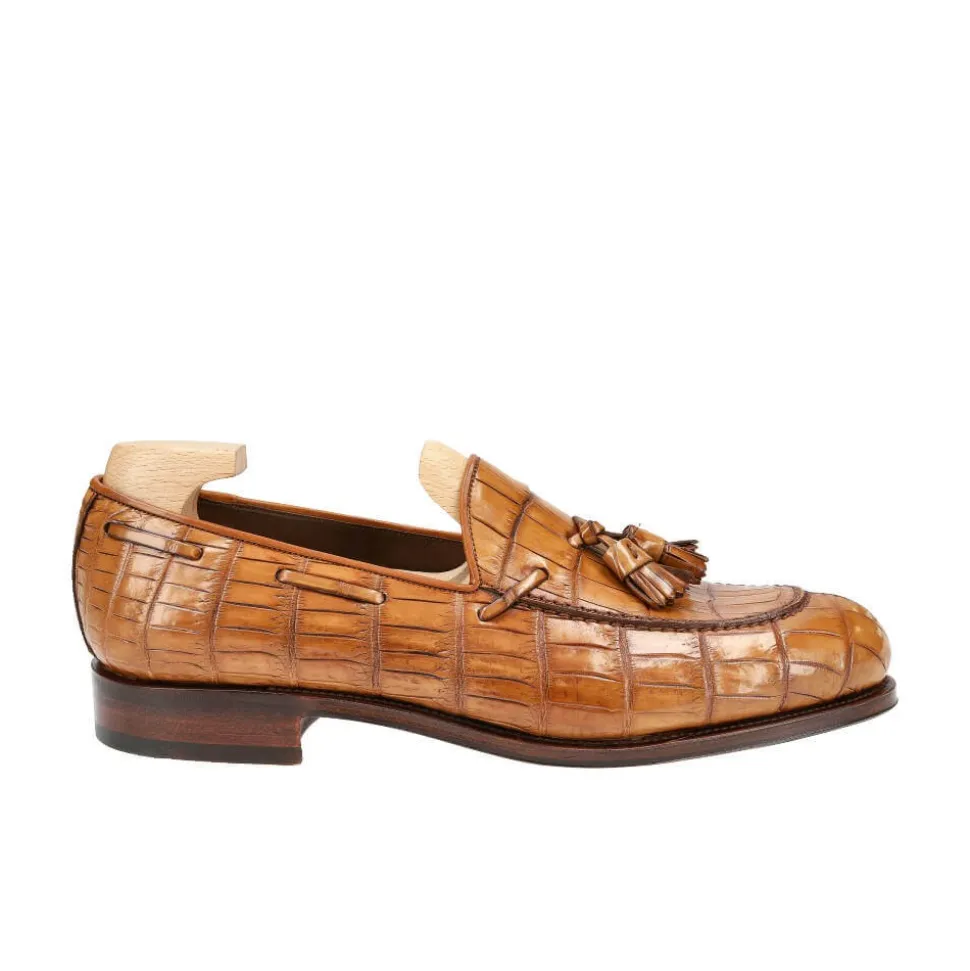 Alligator Shoes|Tassel Loafers|Carmina ALLIGATOR TASSEL LOAFERS 734 FOREST TANNED