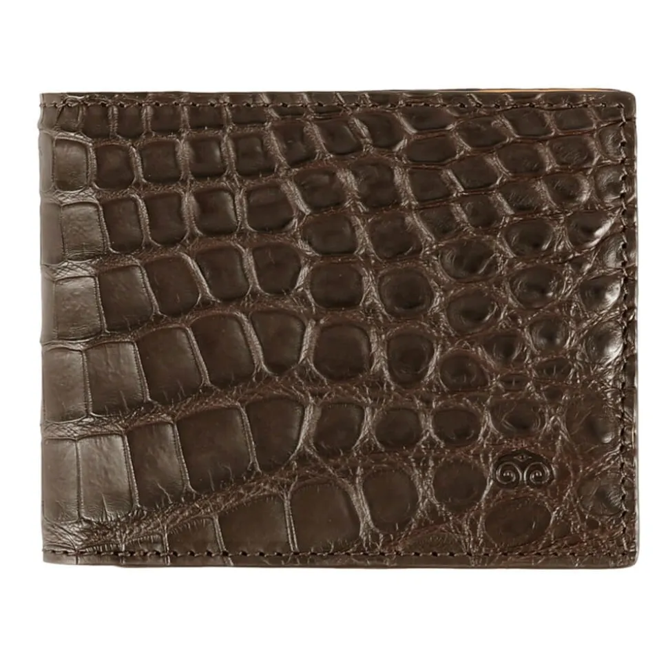Wallet For Men|Carmina ALLIGATORE SLIM WALLET FOR MEN BROWN