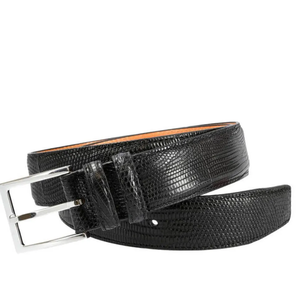 Men's Belts|Carmina LIZARD BELT BLACK