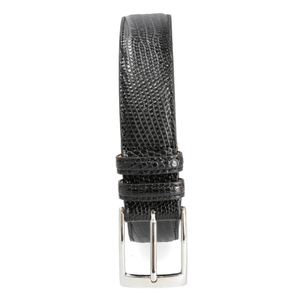 Men's Belts|Carmina LIZARD BELT BLACK