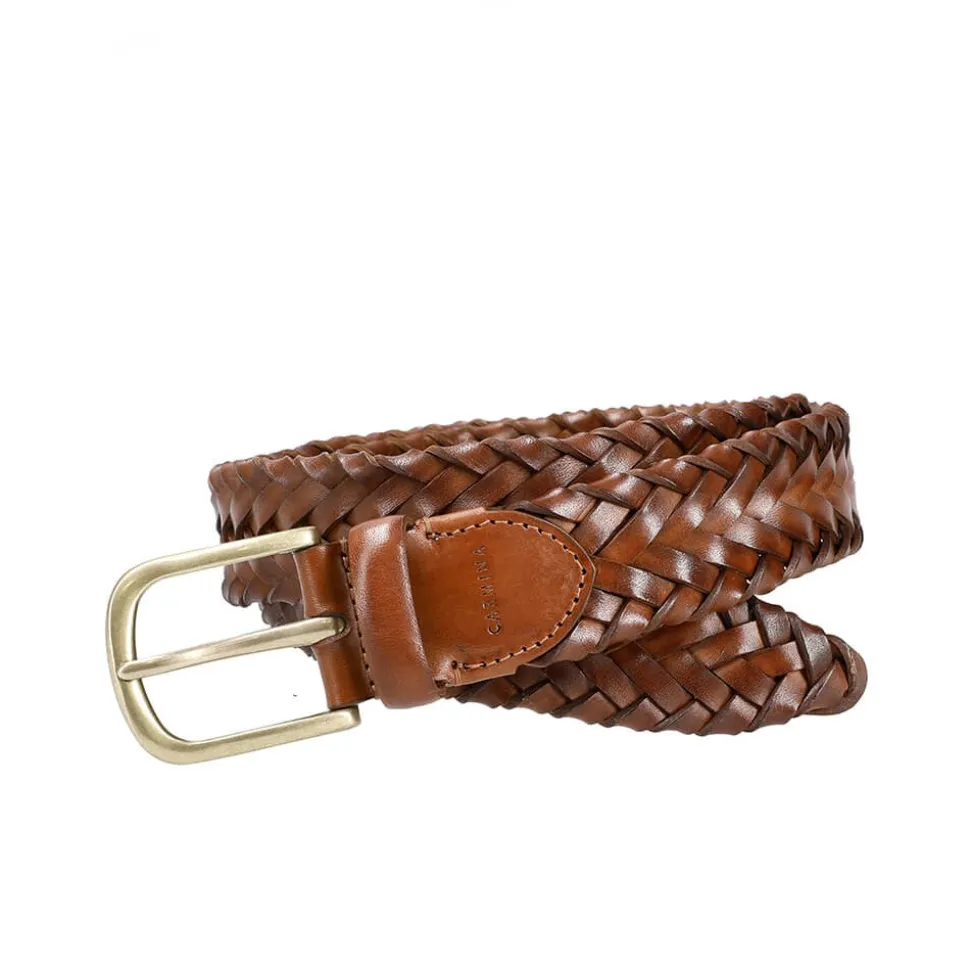 Men's Belts|Carmina BRAIDED LEATHER BELT TANNED