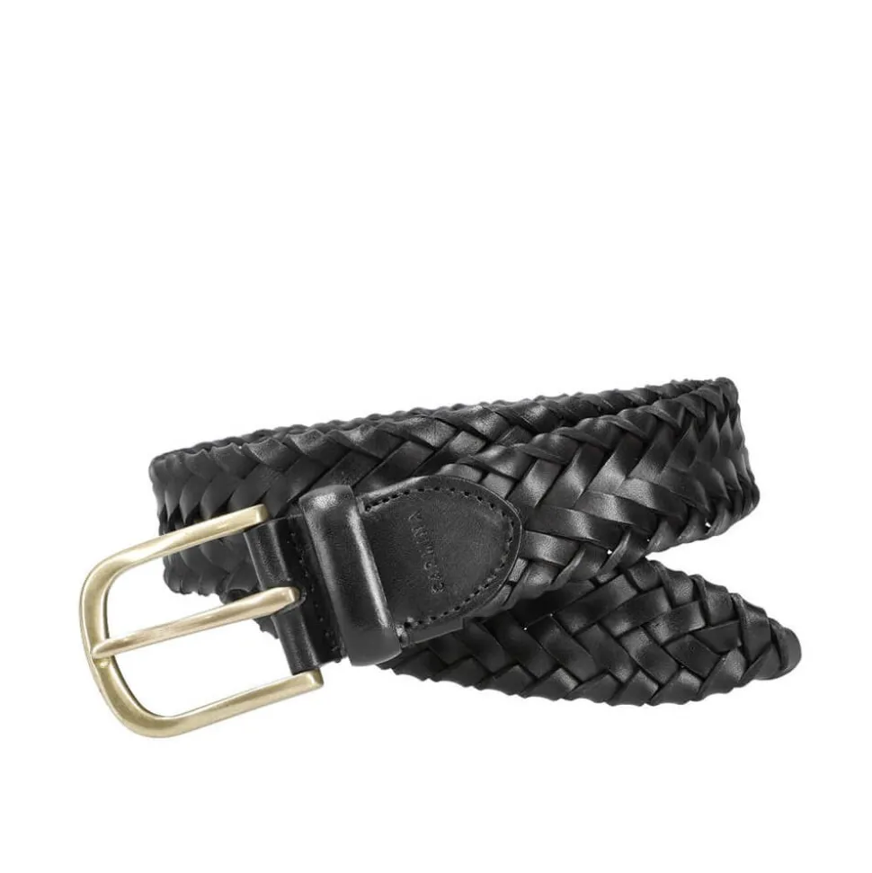 Men's Belts|Carmina BRAIDED LEATHER BELT BLACK