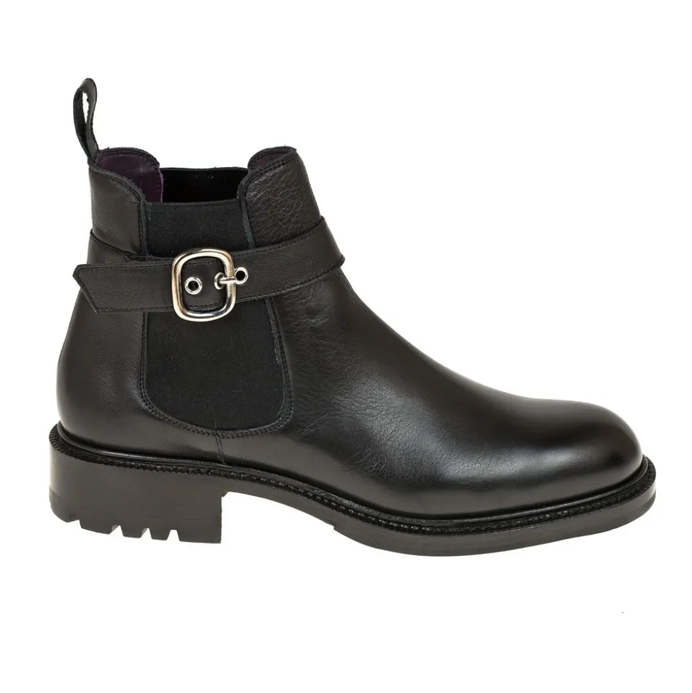 Women's Chelsea Boots|Carmina BUCKLE CHELSEA BOOTS 1800 OSCARIA BLACK