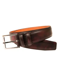 Men's Belts|Carmina MUSEUM BELT BURGUNDY