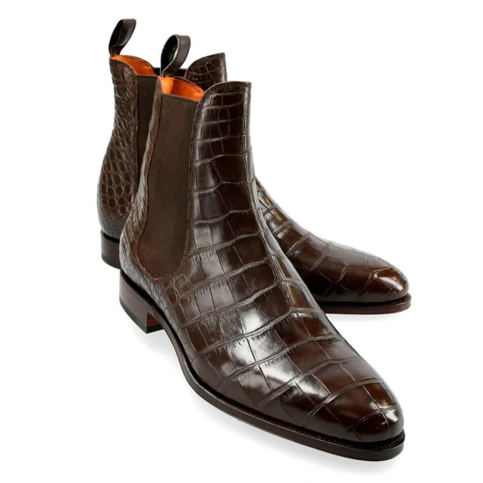 Alligator Shoes|Women's Chelsea Boots|Carmina CHELSEA BOOTS 1118 MADISON BROWN