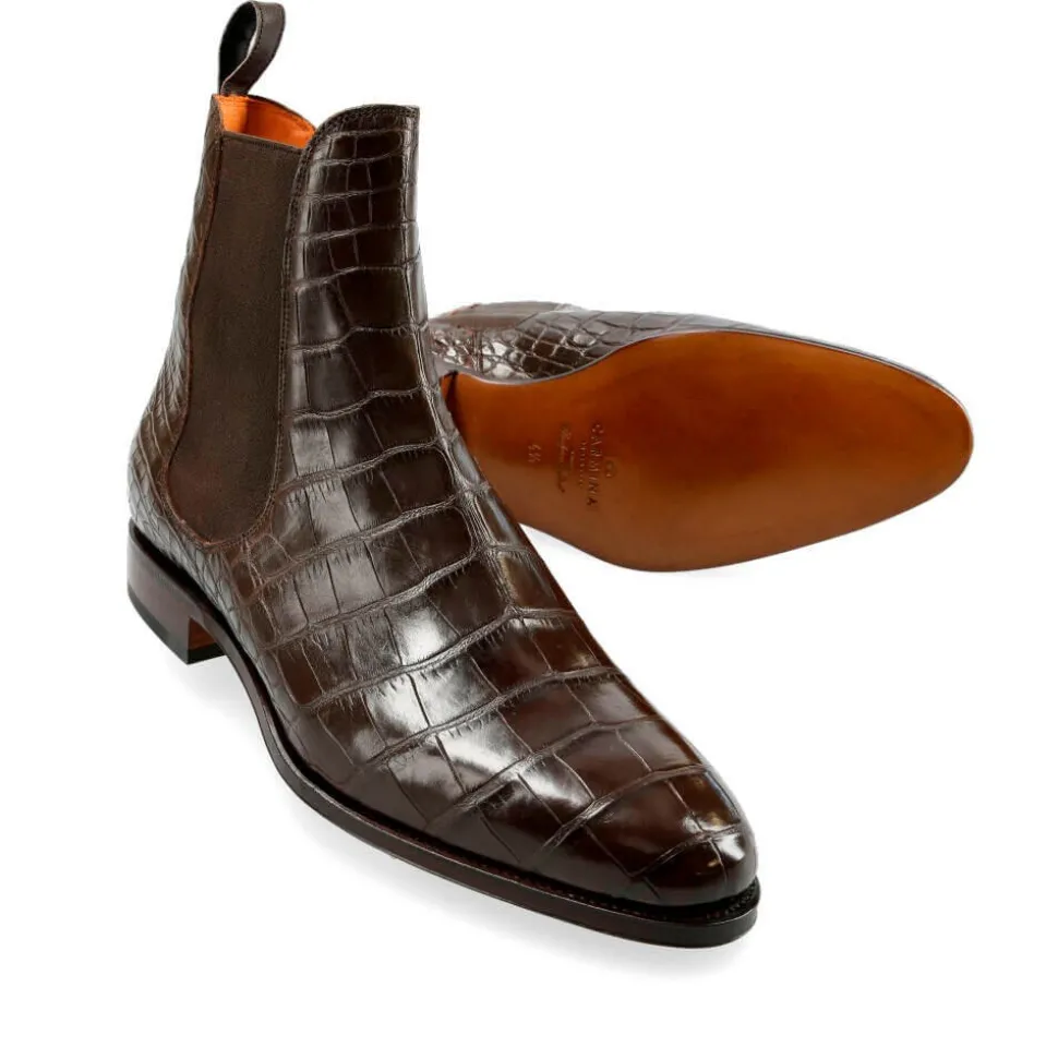 Alligator Shoes|Women's Chelsea Boots|Carmina CHELSEA BOOTS 1118 MADISON BROWN
