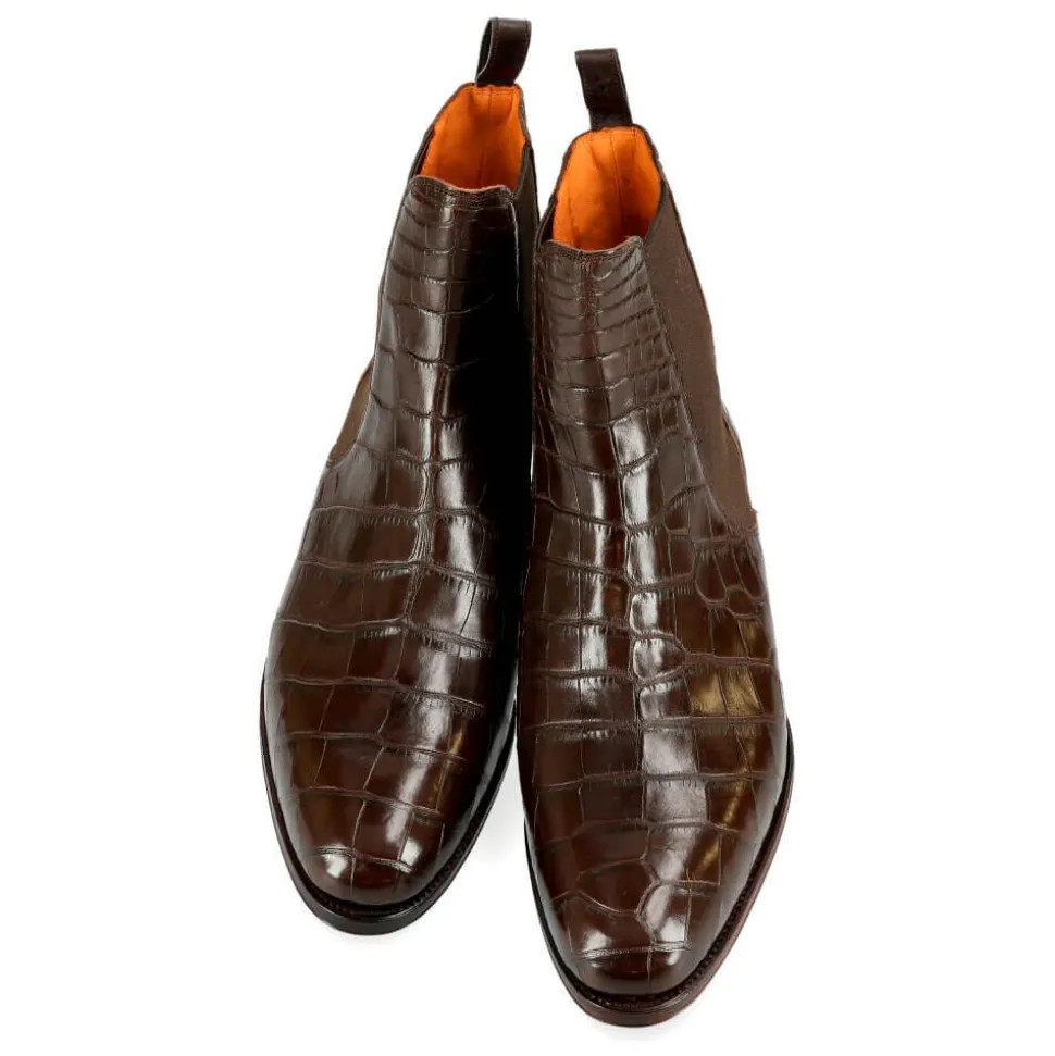 Alligator Shoes|Women's Chelsea Boots|Carmina CHELSEA BOOTS 1118 MADISON BROWN