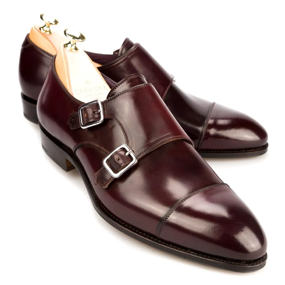 Double Monk Strap Shoes|Cordovan Monk Strap Shoes|Carmina CORDOVAN DOUBLE MONK STRAPS 80250 INCA BURGUNDY