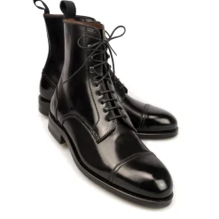 Men's Work Boots|Cap Toe Boots|Carmina CORDOVAN DRESS BOOTS 80184 OSCAR BLACK