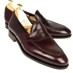 Penny Loafers|Cordovan Loafers|Carmina CORDOVAN FULL STRAP LOAFERS 80372 UETAM EE BURGUNDY