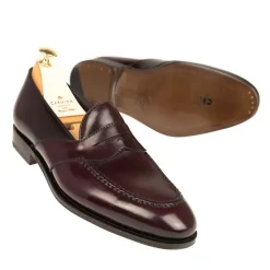 Penny Loafers|Cordovan Loafers|Carmina CORDOVAN FULL STRAP LOAFERS 80372 UETAM EE BURGUNDY