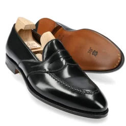 Penny Loafers|Cordovan Loafers|Carmina CORDOVAN FULL STRAP LOAFERS 80372 UETAM EE BLACK
