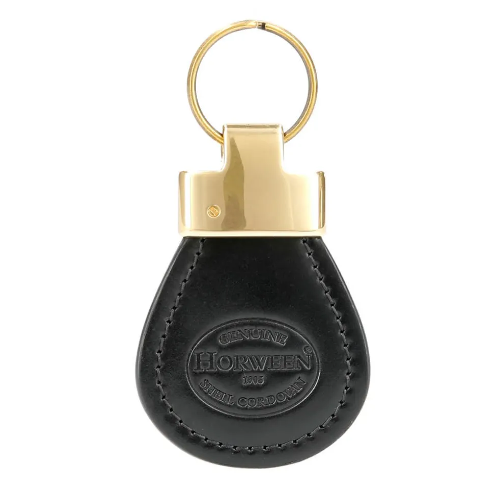 Leather Keychain|Carmina CORDOVAN KEYCHAIN BLACK