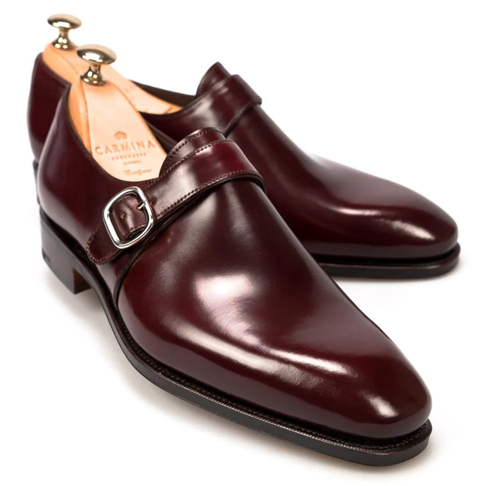 Single Monk Strap Shoes|Cordovan Monk Strap Shoes|Carmina CORDOVAN MONK STRAPS 80156 RAIN BURGUNDY