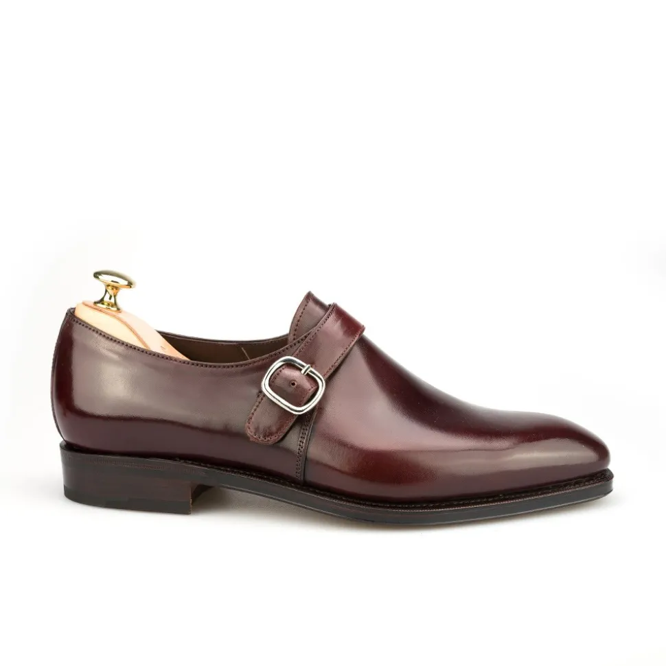 Single Monk Strap Shoes|Cordovan Monk Strap Shoes|Carmina CORDOVAN MONK STRAPS 80156 RAIN BURGUNDY