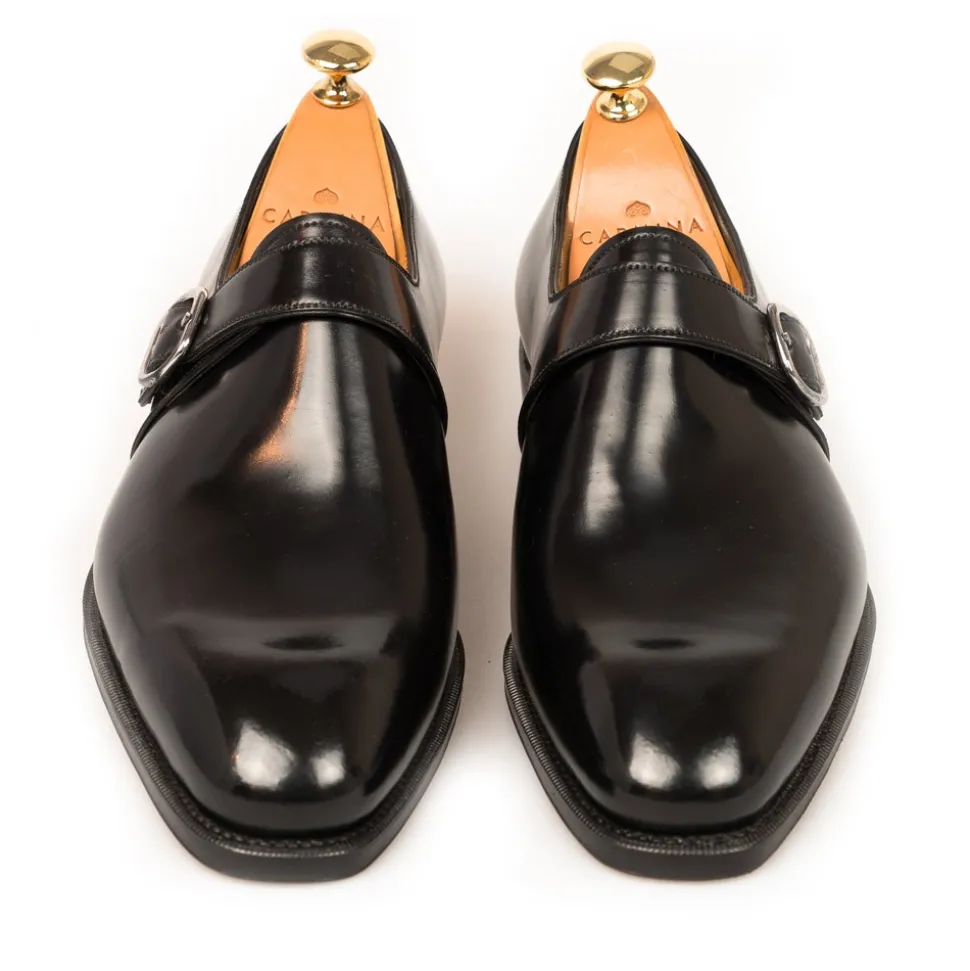 Single Monk Strap Shoes|Cordovan Monk Strap Shoes|Carmina CORDOVAN MONK STRAPS 80156 RAIN BLACK
