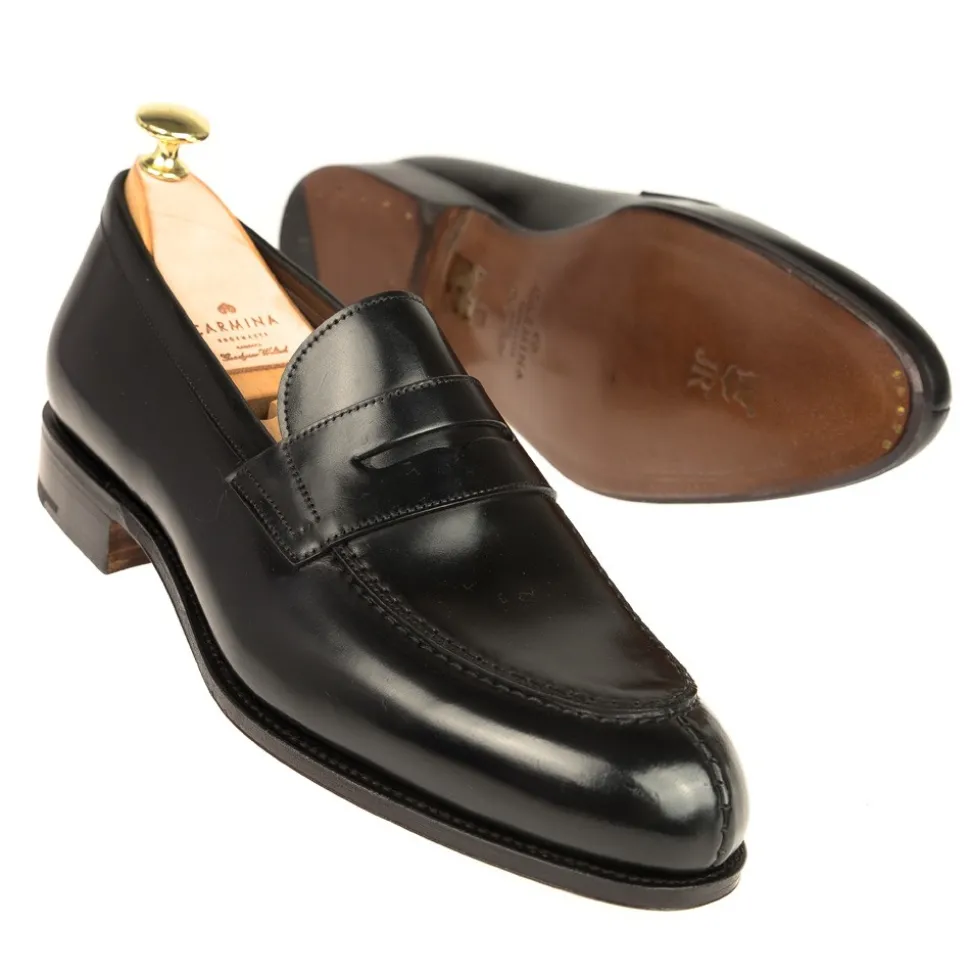 Cordovan Loafers|Carmina CORDOVAN PENNY LOAFERS 923 FOREST BLACK