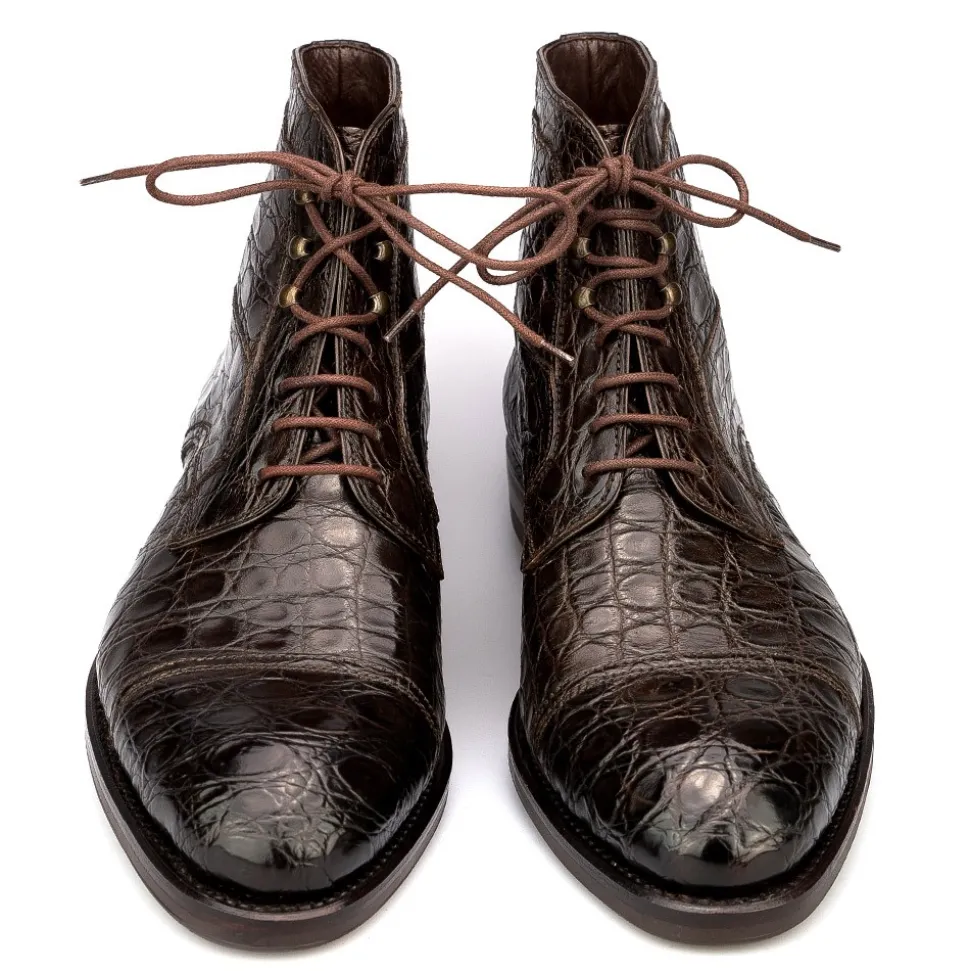 Crocodile Shoes|Men's Work Boots|Carmina CROCODILE ANKLE BOOTS 80207 SOLLER