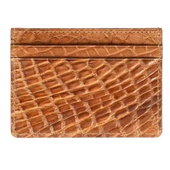 Card Holders|Card Holders|Carmina CROCODILE CARD HOLDER IN TAN TANNED