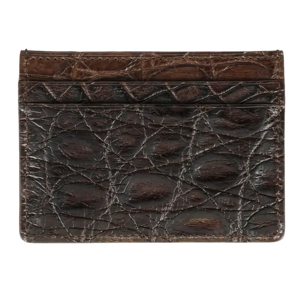 Card Holders|Card Holders|Carmina CROCODILE CARD HOLDER IN BROWN