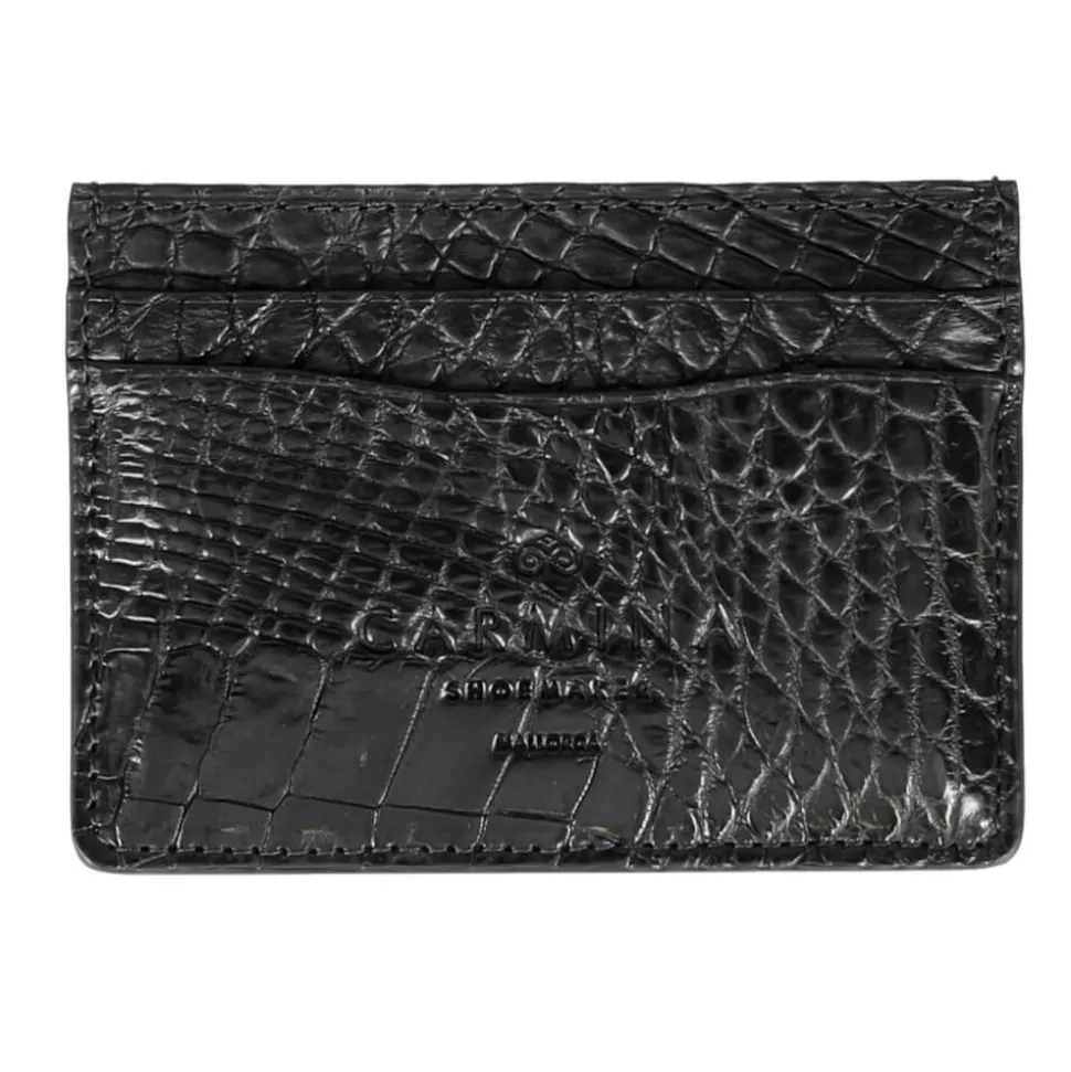 Card Holders|Card Holders|Carmina CROCODILE CARD HOLDER IN BLACK