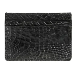 Card Holders|Card Holders|Carmina CROCODILE CARD HOLDER IN BLACK