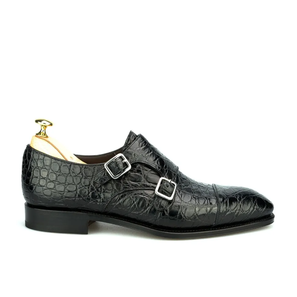Crocodile Shoes|Double Monk Strap Shoes|Carmina CROCODILE DOUBLE MONK 10003 SIMPSON