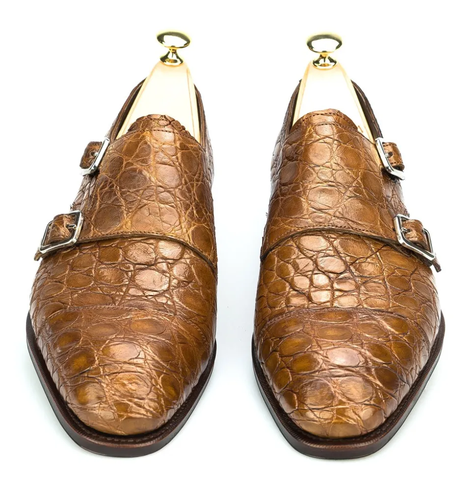 Crocodile Shoes|Double Monk Strap Shoes|Carmina CROCODILE DOUBLE MONK SHOES 10003 SIMPSON