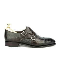Crocodile Shoes|Double Monk Strap Shoes|Carmina CROCODILE DOUBLE MONK SHOES 10003