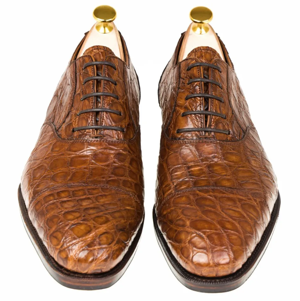 Crocodile Shoes|Cap Toe Oxfords|Carmina CROCODILE OXFORD SHOES 10000 RAIN TANNED