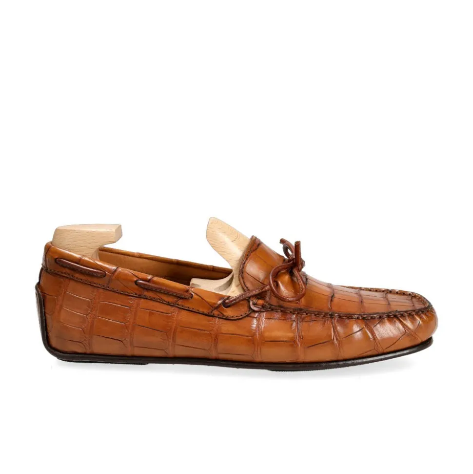 Alligator Shoes|Driving Loafers|Carmina DRIVING LOAFERS 80802 MARIVENT TANNED
