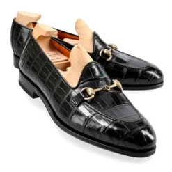 Alligator Shoes|Women Horsebit Loafers|Carmina HORSEBIT LOAFERS 1845 DRAC BLACK