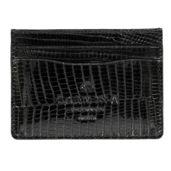 Card Holders|Card Holders|Carmina LIZARD CARD HOLDER IN BLACK