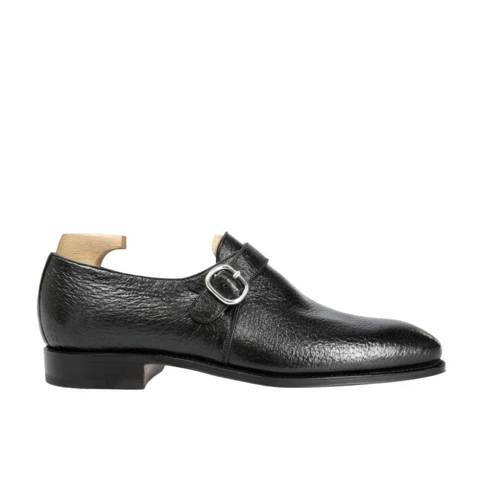 Single Monk Strap Shoes|Carmina PECCARY MONK STRAPS 80156 RAIN BLACK