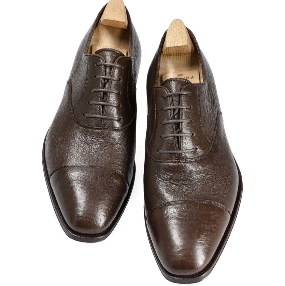 Peccary Shoes|Cap Toe Oxfords|Carmina PECCARY OXFORDS 80386 RAIN BROWN