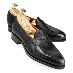Python Shoes|Penny Loafers|Carmina PYTHON WOMEN'S PENNY LOAFERS 1875 MADISON BLACK