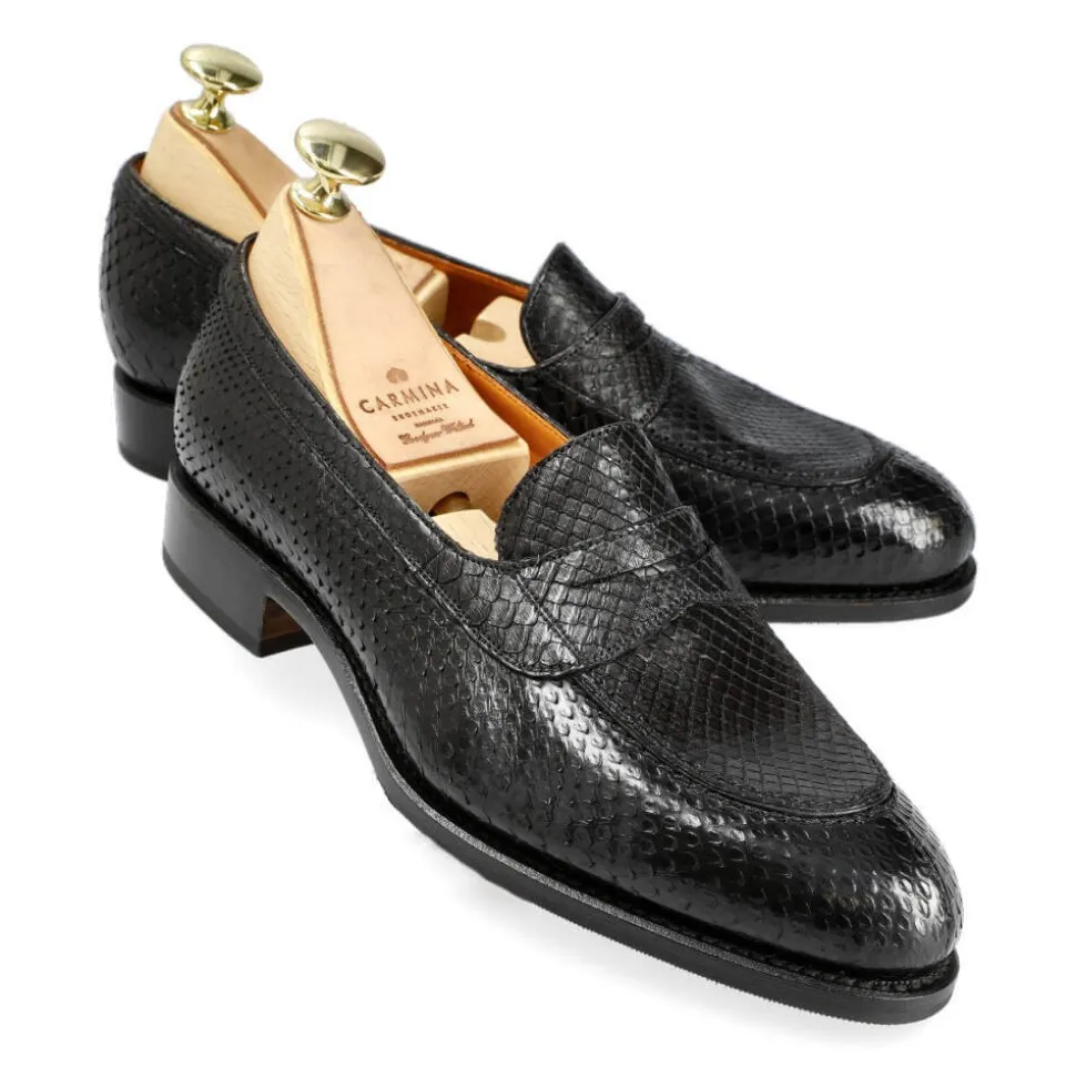 Python Shoes|Penny Loafers|Carmina PYTHON WOMEN'S PENNY LOAFERS 1875 MADISON BLACK