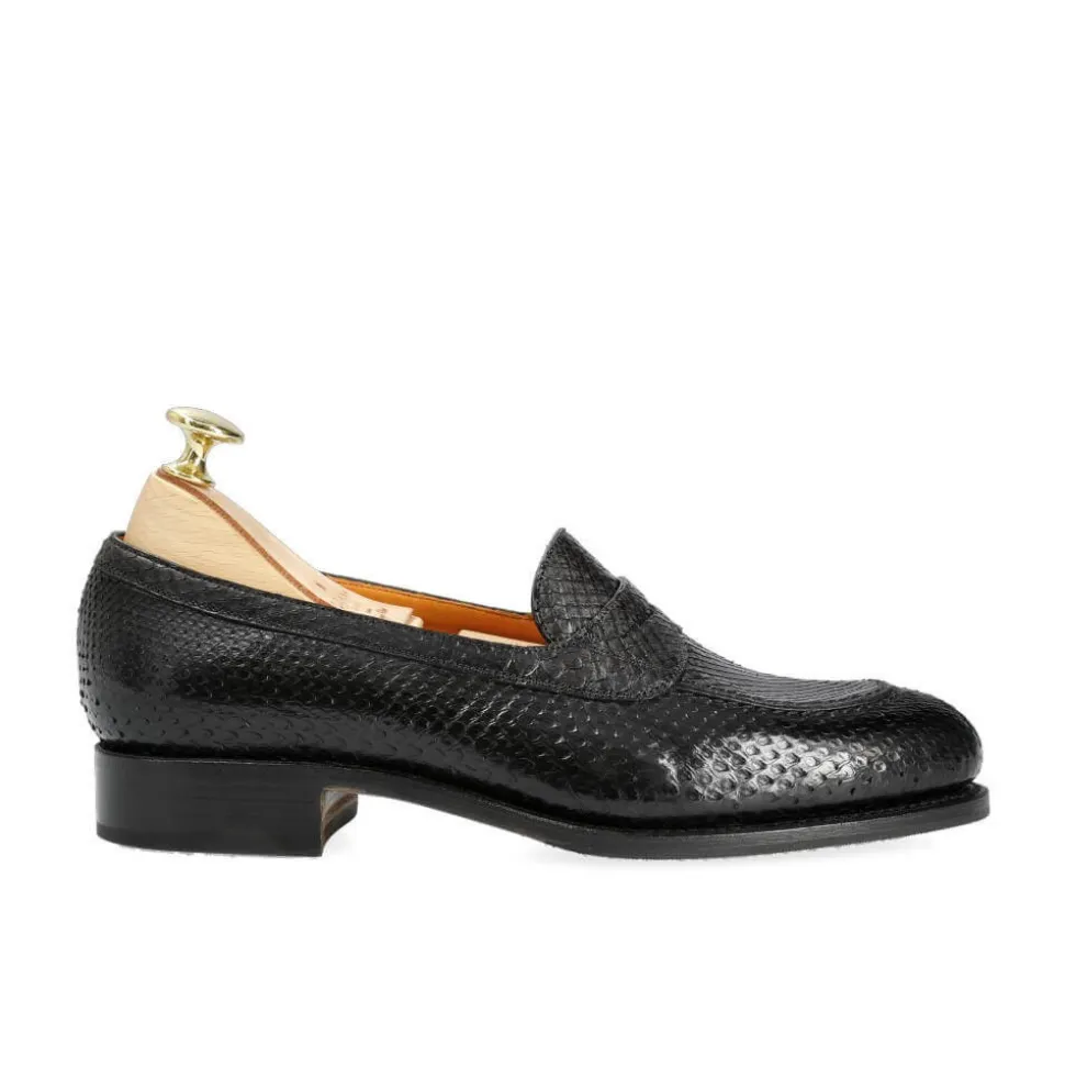 Python Shoes|Penny Loafers|Carmina PYTHON WOMEN'S PENNY LOAFERS 1875 MADISON BLACK