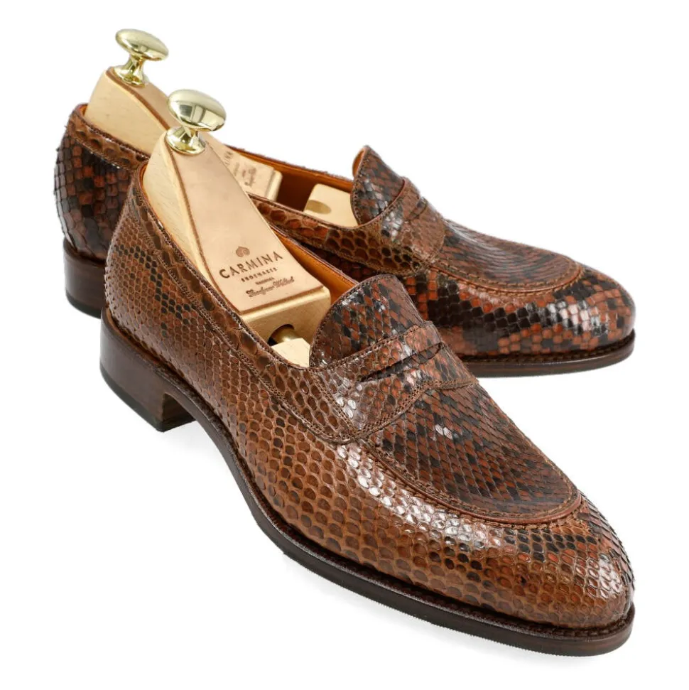 Python Shoes|Penny Loafers|Carmina PYTHON WOMEN'S PENNY LOAFERS 1875 MADISON HOTSAUCE