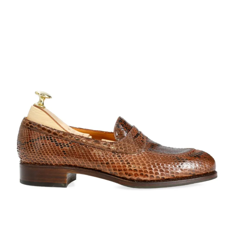 Python Shoes|Penny Loafers|Carmina PYTHON WOMEN'S PENNY LOAFERS 1875 MADISON HOTSAUCE
