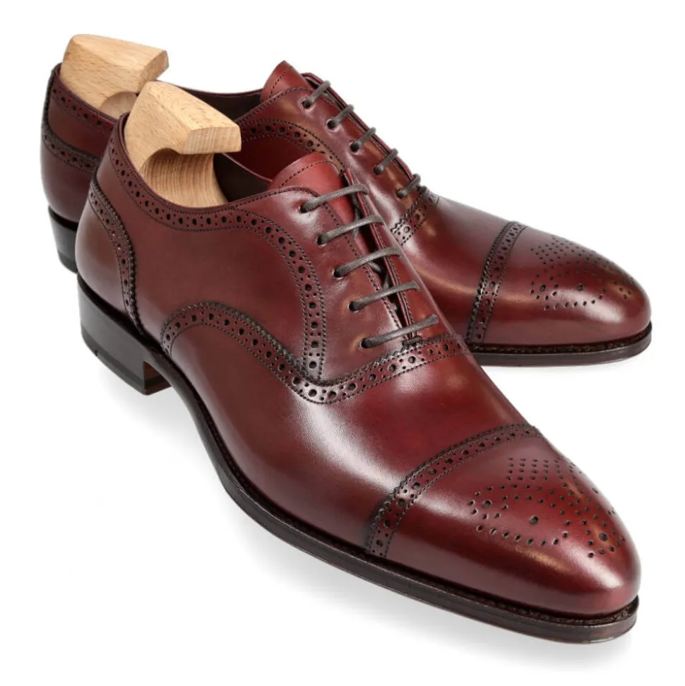 Cap Toe Oxfords|Carmina SEMI BROGUE OXFORDS 80251 INCA BURGUNDY