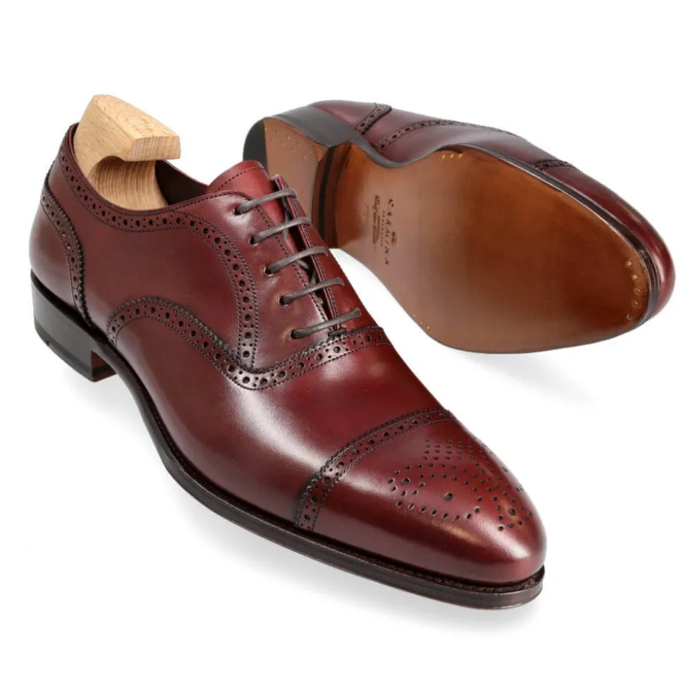 Cap Toe Oxfords|Carmina SEMI BROGUE OXFORDS 80251 INCA BURGUNDY
