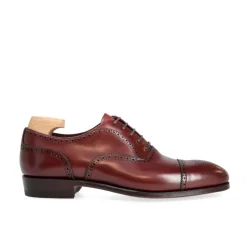 Cap Toe Oxfords|Carmina SEMI BROGUE OXFORDS 80251 INCA BURGUNDY